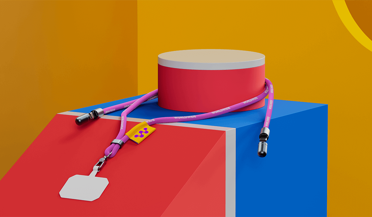 Žakárový lanyard crossbody Snapsling s držákem na telefon a integrovaným kabelem