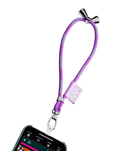 Žakárový lanyard na zápěstí Whip mini s držákem na telefon