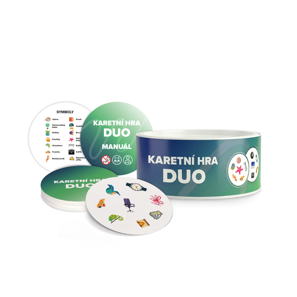 Zakázková karetní hra DUO - balení v dárkové tubě