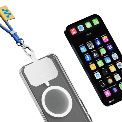 Žakárový lanyard crossbody Snapsling s držákem na telefon a integrovaným kabelem
