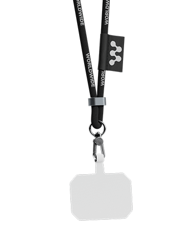 Žakárový lanyard crossbody Snapsling s držákem na telefon a integrovaným kabelem